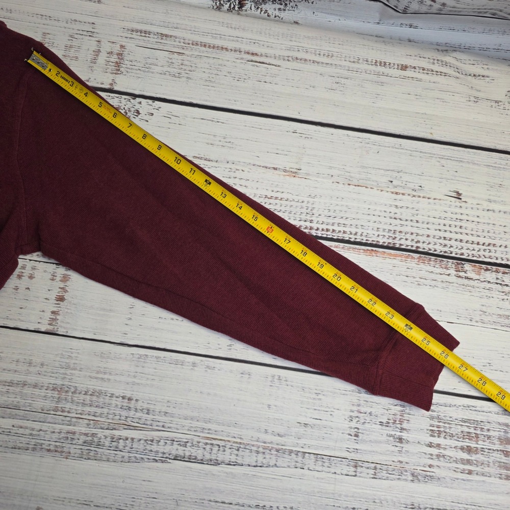 LL Bean Mens XL Tall Henley Shirt Burgundy Maroon Long Sleeve Waffle Knit Cotton - Picture 8 of 8